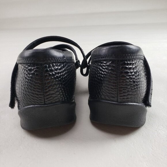 Aetrex Julia Mary Jane Shoe Womens 6.5 X Wide Black Leather Hook Loop Comfort - Picture 3 of 10